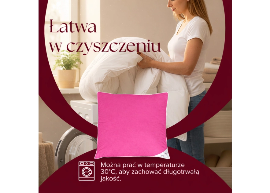 2X PODUSZKA PÓŁPUCHOWA 70x80 4KG RÓŻ ANTYALERGICZNA MIĘKKA 100% BAWEŁNA